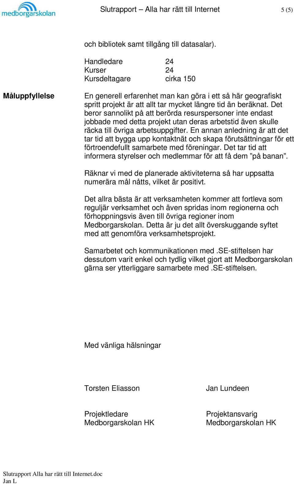 Det beror sannolikt på att berörda resurspersoner inte endast jobbade med detta projekt utan deras arbetstid även skulle räcka till övriga arbetsuppgifter.