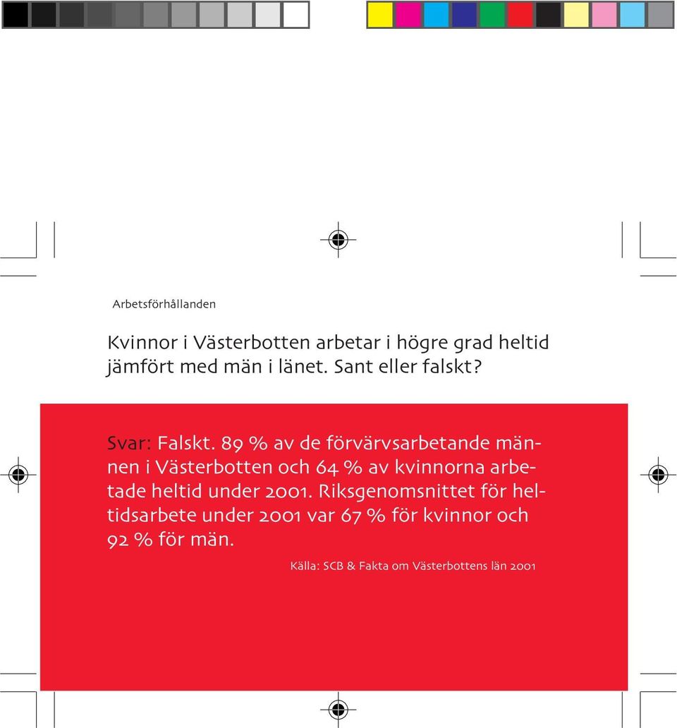 % av de förvärvsarbetande männen i Västerbotten och % av kvinnorna arbetade heltid