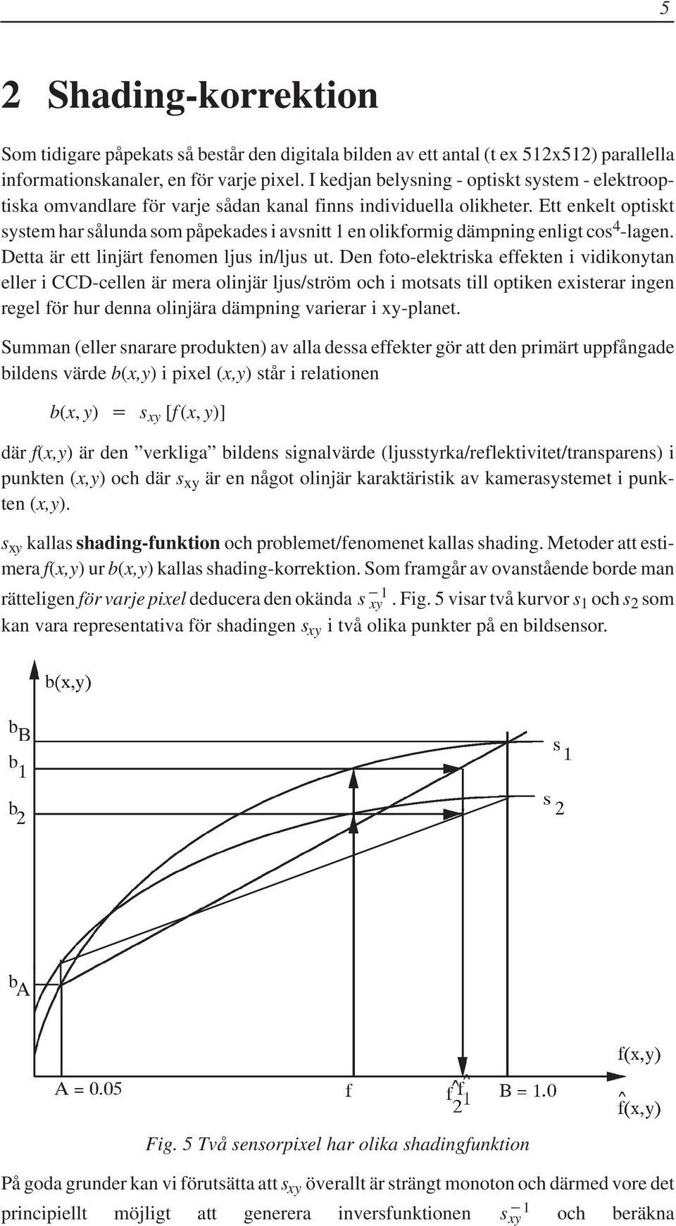 Ett enkelt optiskt system har sålunda som påpekades i avsnitt 1 en olikformig dämpning enligt cos 4 -lagen. Detta är ett linjärt fenomen ljus in/ljus ut.