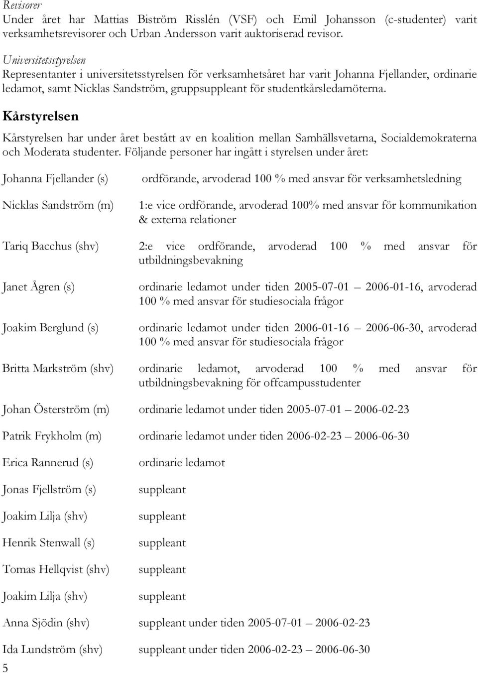 Kårstyrelsen Kårstyrelsen har under året bestått av en koalition mellan Samhällsvetarna, Socialdemokraterna och Moderata studenter.