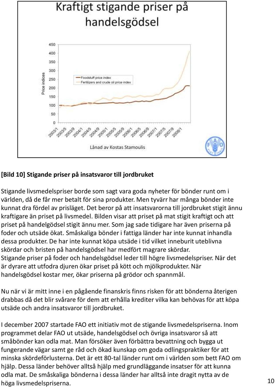 Bilden visar att priset på mat stigit kraftigt och att priset på handelgödsel stigit ännu mer. Som jag sade tidigare har även priserna på foder och utsäde ökat.