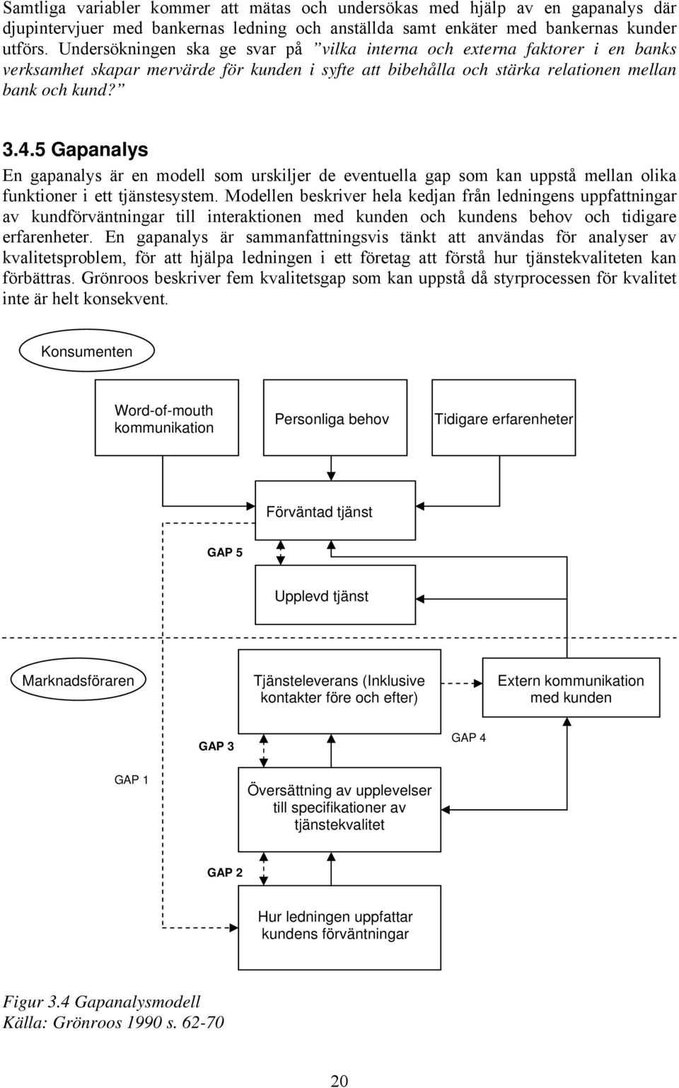 5 Gapanalys En gapanalys är en modell som urskiljer de eventuella gap som kan uppstå mellan olika funktioner i ett tjänstesystem.