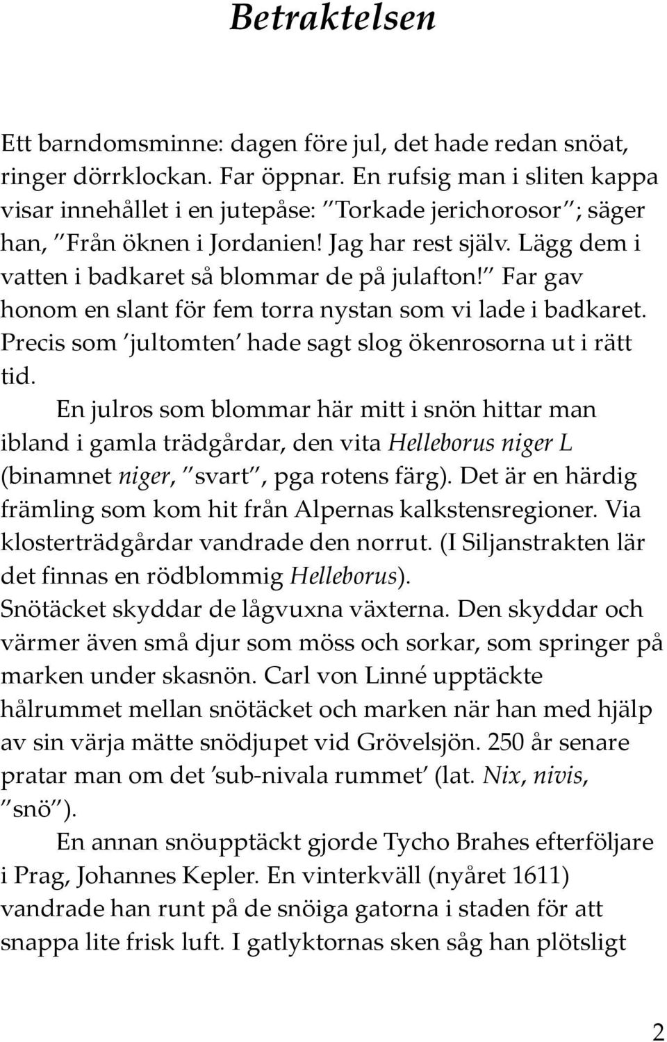 Far gav honom en slant för fem torra nystan som vi lade i badkaret. Precis som jultomten hade sagt slog ökenrosorna ut i rätt tid.