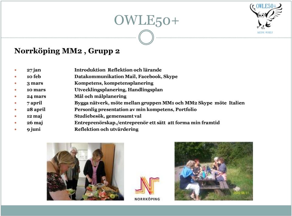 nätverk, möte mellan gruppen MM1 och MM2 Skype möte Italien 28 april Personlig presentation av min kompetens, Portfolio 12