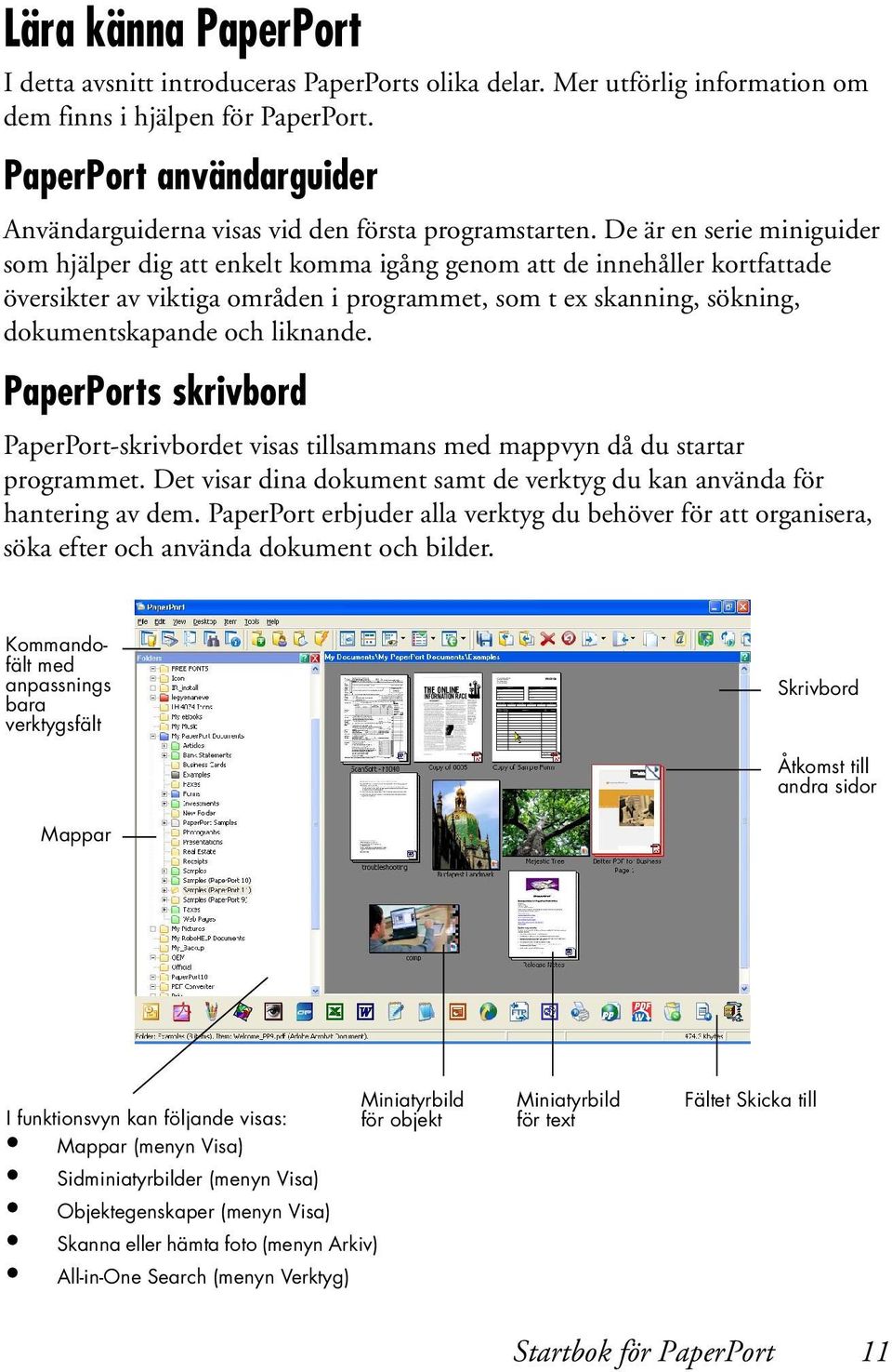 De är en serie miniguider som hjälper dig att enkelt komma igång genom att de innehåller kortfattade översikter av viktiga områden i programmet, som t ex skanning, sökning, dokumentskapande och