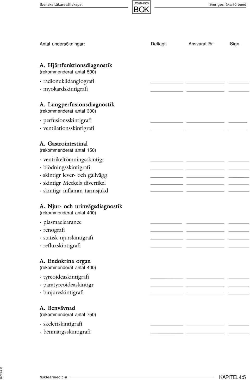 Gastrointestinal (rekommenderat antal 150) ventrikeltömningsskintigr blödningsskintigrafi skintigr lever- och gallvägg skintigr Meckels divertikel skintigr inflamm tarmsjukd A.