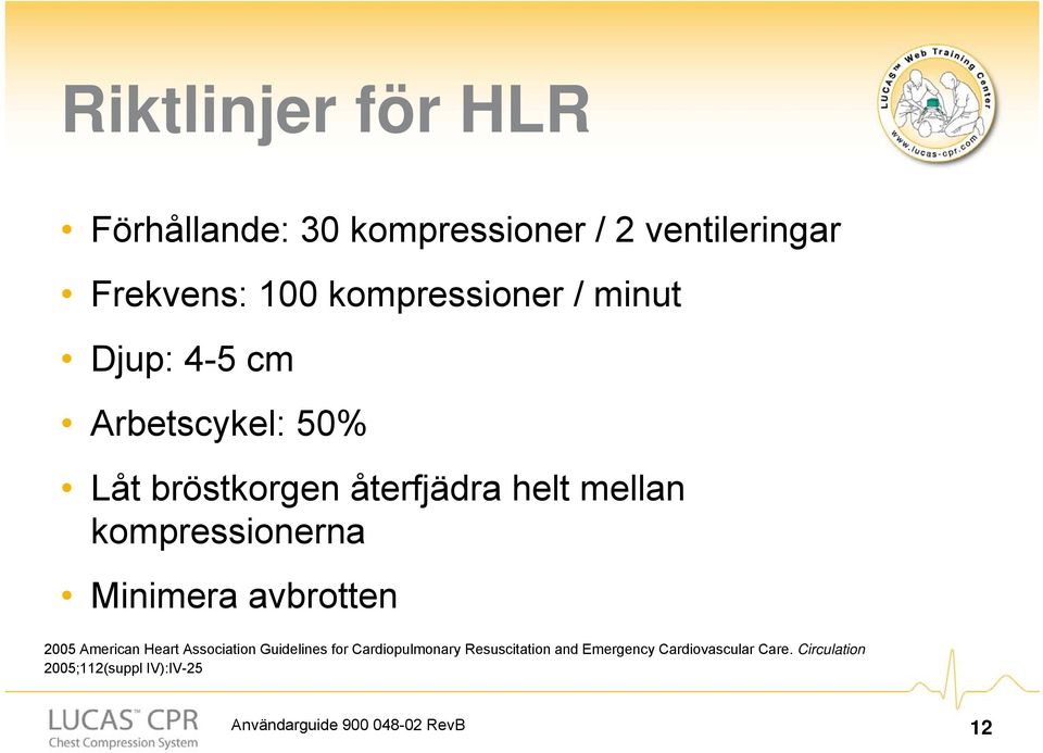 Minimera avbrotten 2005 American Heart Association Guidelines for Cardiopulmonary Resuscitation