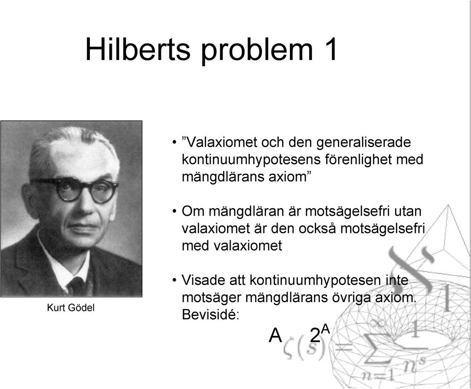 valaxiomet är den också motsägelsefri med valaxiomet Kurt Gödel Visade