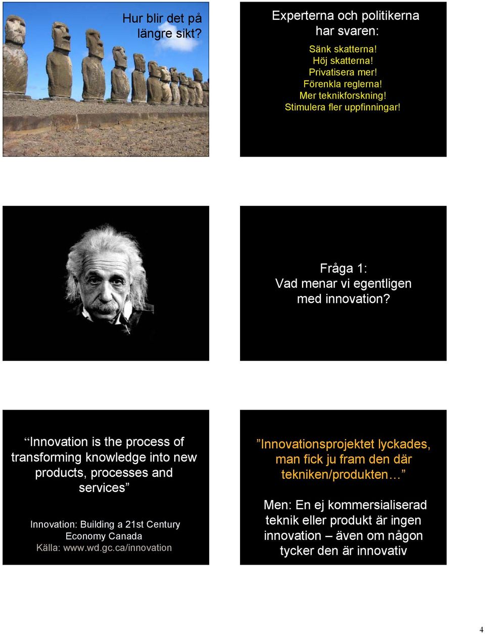 Innovation is the process of transforming knowledge into new products, processes and services Innovation: Building a 21st Century Economy Canada