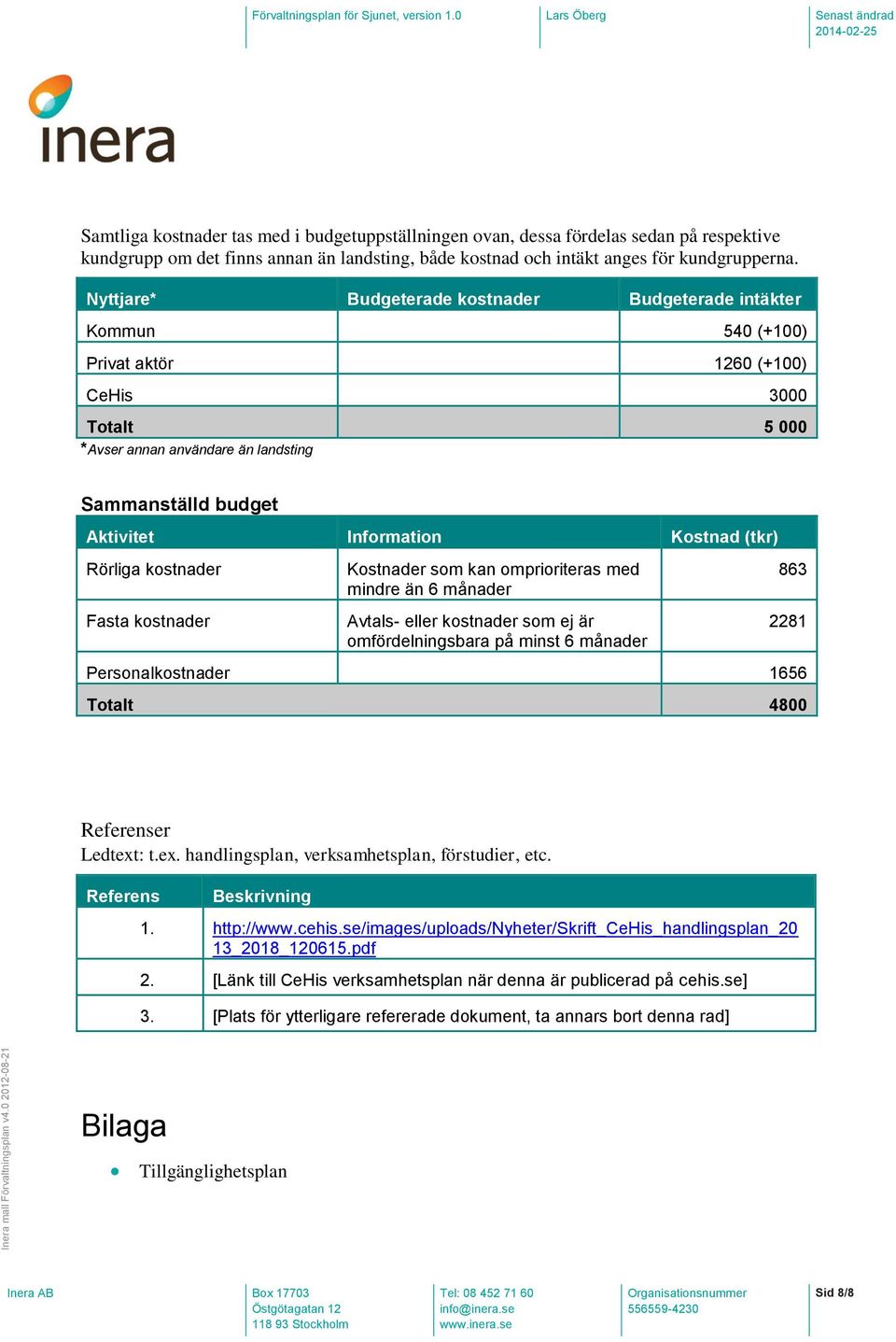 Kostnad (tkr) Rörliga kostnader Fasta kostnader Kostnader som kan omprioriteras med mindre än 6 månader Avtals- eller kostnader som ej är omfördelningsbara på minst 6 månader 863 2281