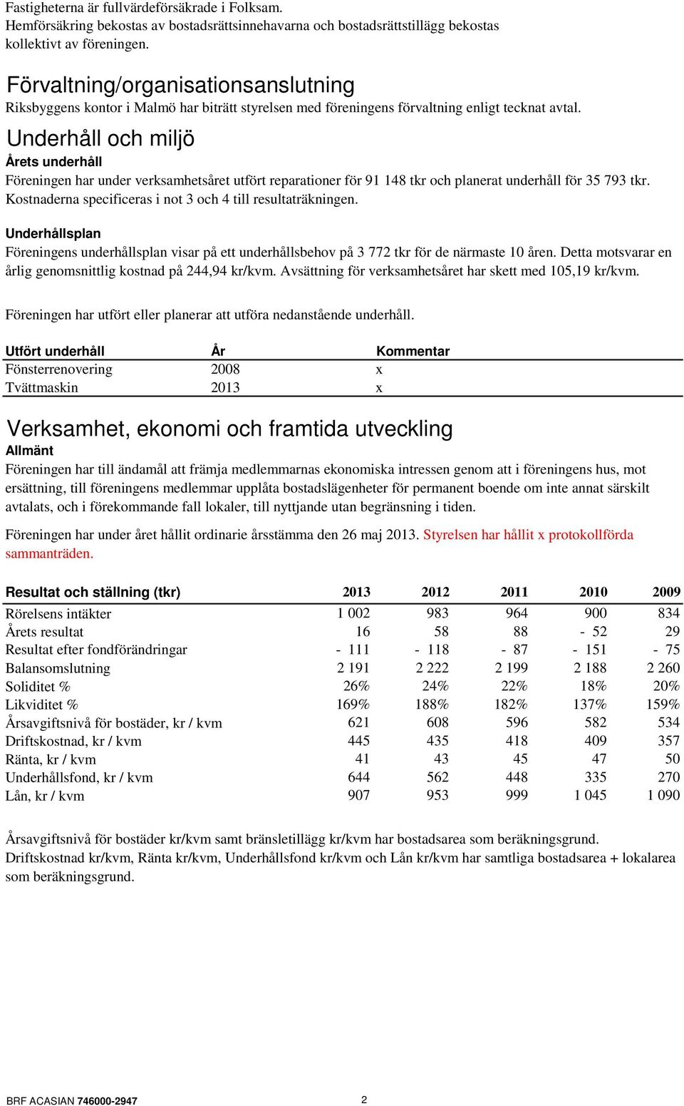 Underhåll och miljö Årets underhåll Föreningen har under verksamhetsåret utfört reparationer för 91 148 tkr och planerat underhåll för 35 793 tkr.