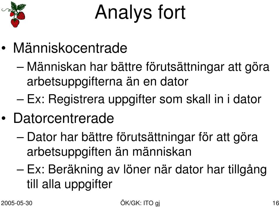 Datorcentrerade Dator har bättre förutsättningar för att göra arbetsuppgiften än