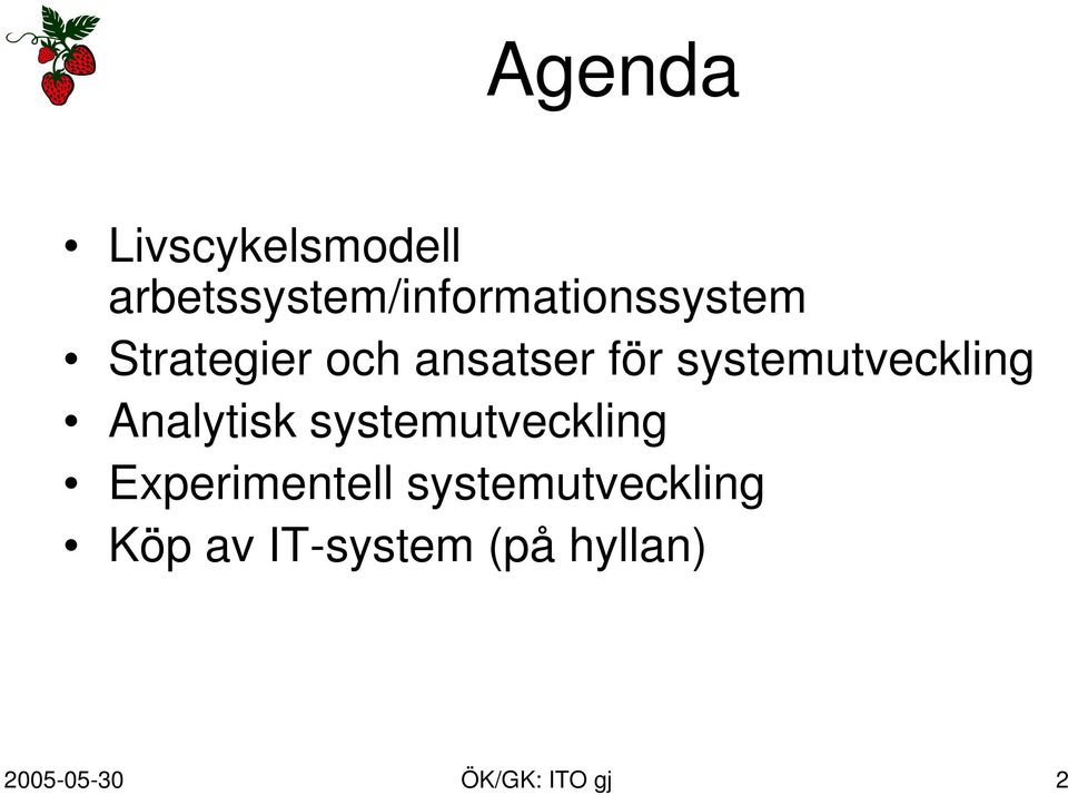 ansatser för systemutveckling Analytisk