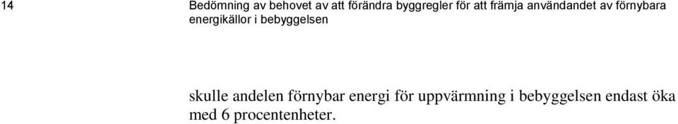 i bebyggelsen skulle andelen förnybar energi för