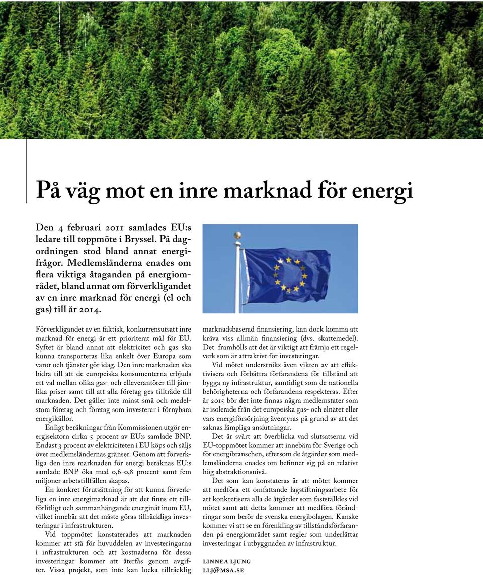 Förverkligandet av en faktisk, konkurrensutsatt inre marknad för energi är ett prioriterat mål för EU.