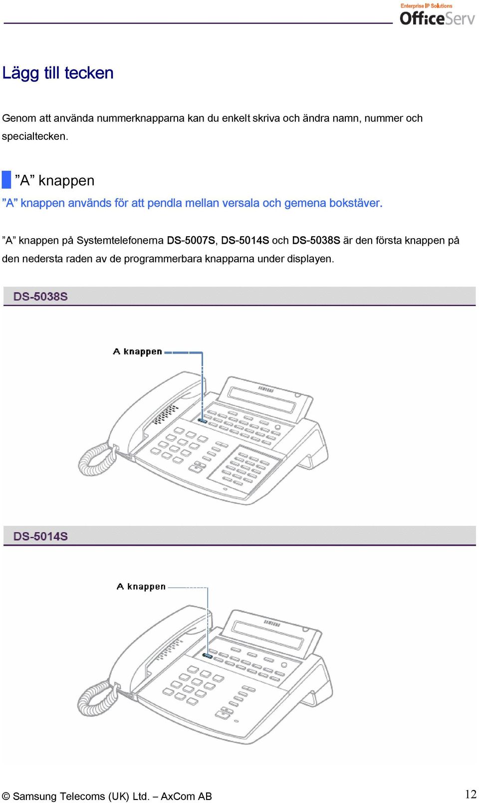 A knappen A knappen används för att pendla mellan versala och gemena bokstäver.