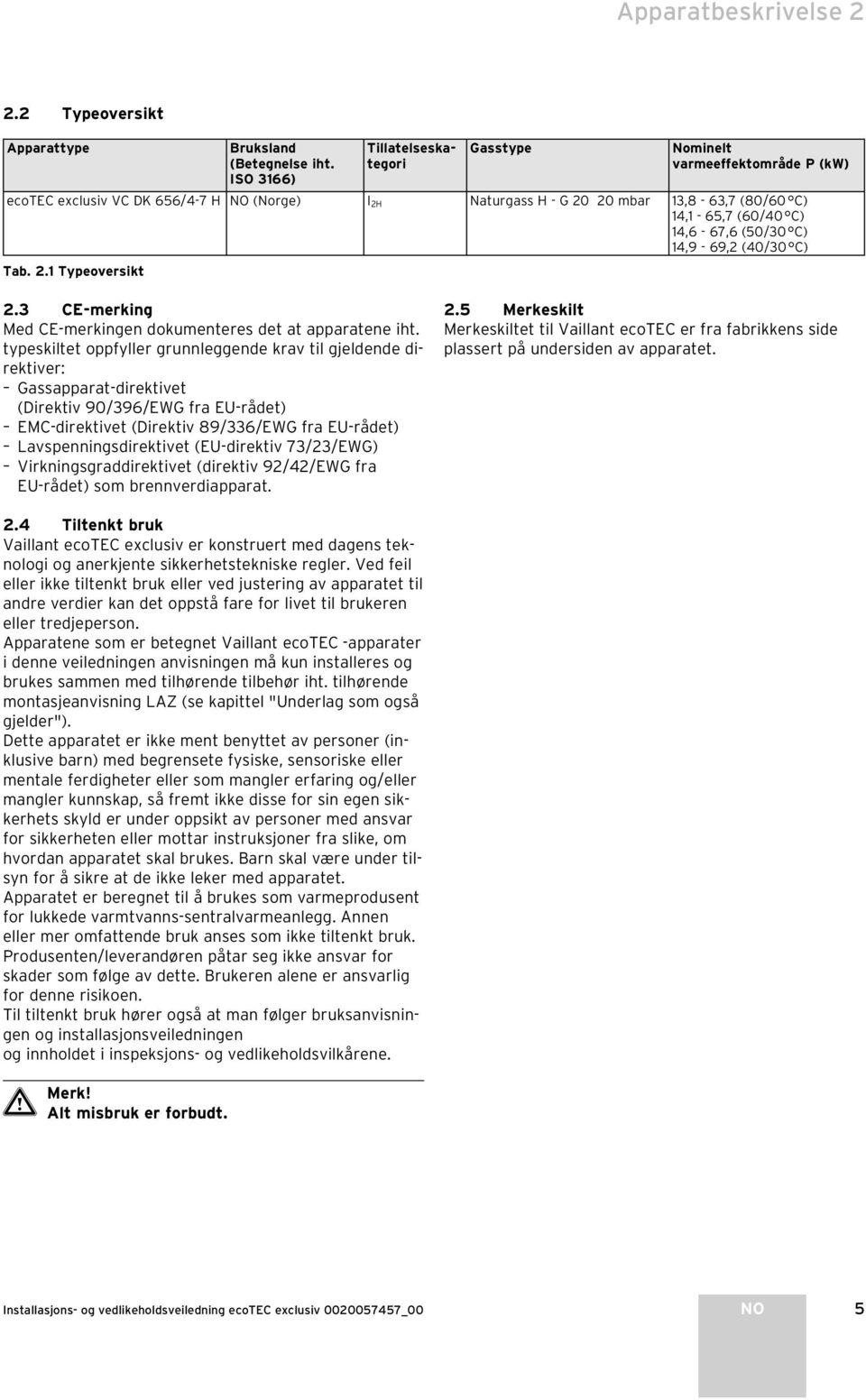 C) 4,9-69, (40/30 C) Tab.. Typeoversikt.3 CE-merking Med CE-merkingen dokumenteres det at apparatene iht.