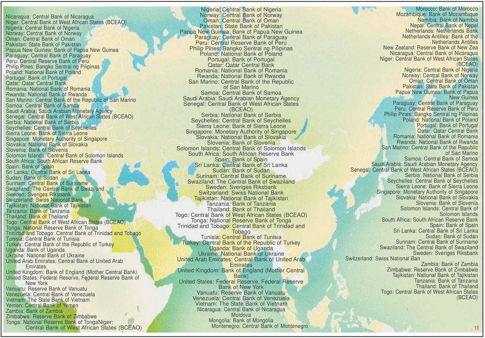Portugal: Bank of Portugal Qatar: Qatar Central Bank Romania: National Bank of Romania Rwanda: National Bank of Rwanda San Marino: Central Bank of the Republic of San Marino Samoa: Central Bank of