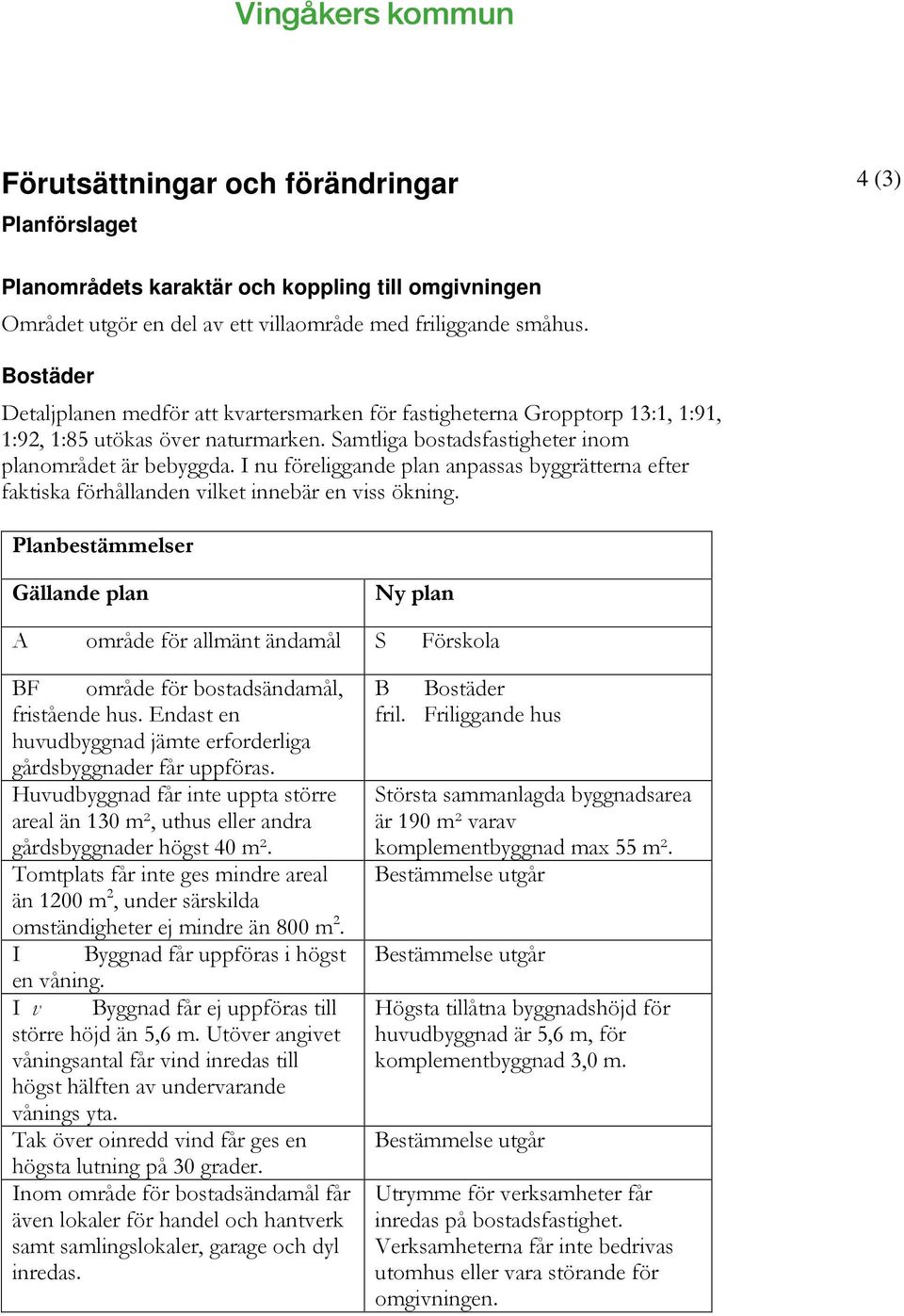 I nu föreliggande plan anpassas byggrätterna efter faktiska förhållanden vilket innebär en viss ökning.