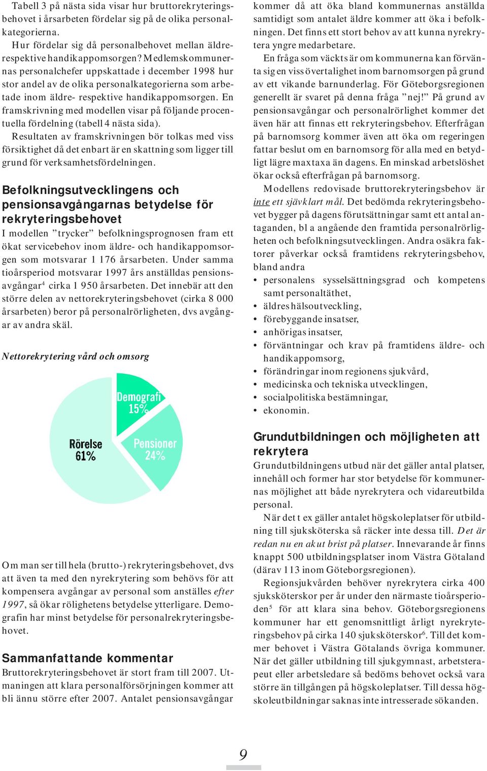 En framskrivning med modellen visar på följande procentuella fördelning (tabell 4 nästa sida).