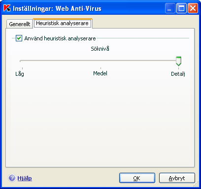 Web Anti-Virus 107 Figur 33. Använda heuristisk analys 9.2.4.