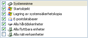 Genomsöka datorer efter virus 127 programmets huvudfönster. Listan över objekt visas i höger del av fönstret (se Figur 43 Figur 43.