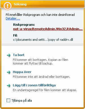 68 Kaspersky Anti-Virus 7.0 o Launching Internet Browser (Starta Internet-läsare). För detta omdöme kan du visa inställningar för att öppna webbläsaren som ytterligare undantagsinställningar.