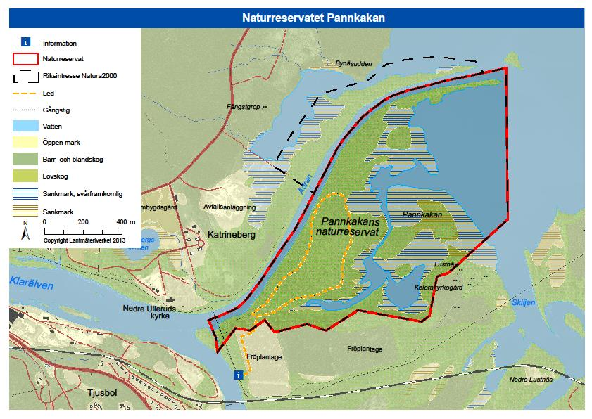 Natura 2000 området Pannkakan (SE 0610135) Pannkakan omfattas av 114 hektar och är en ö i Klarälvsdeltat, som befinner sig mellan Klarälven i väster och sjön Lusten i öster.