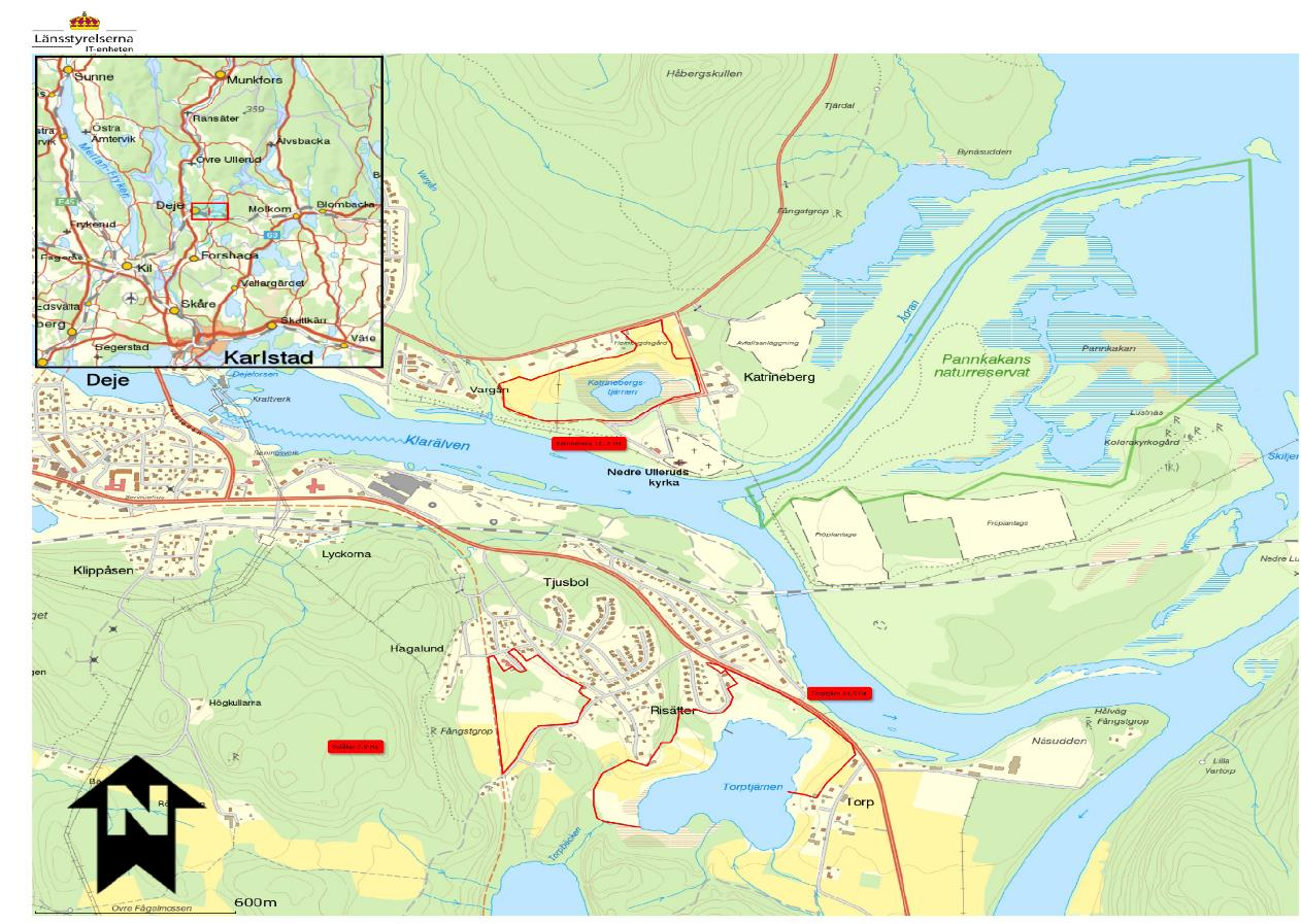Bilaga 9. Kartbild över betesmarker anlagda under 2015 i Forshaga kommun. Kartan visar betesmarker i Deje.