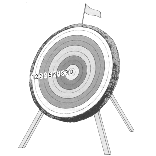 8. Vid bågskytte skjuter man från olika avstånd. Vid skjutavståndet 30 m använder man en tavla med diametern 80 cm. När man skjuter från längre avstånd använder man en tavla med dubbelt så stor area.