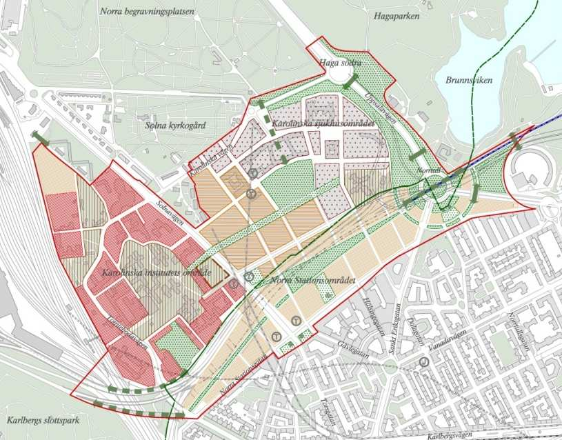 blandad stadsmiljö med starka kopplingar till övriga Vetenskapsstaden (läs mer under Nationalstadsparken).