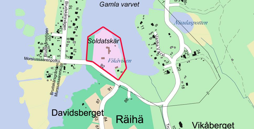 SOLDATSKÄR Initiativ till en detaljplaneändring togs av Karleby kyrkliga samfällighet. Soldatskär ligger norr om Halkokari, vid Gamla Varvsvägen som leder till Brudskär.