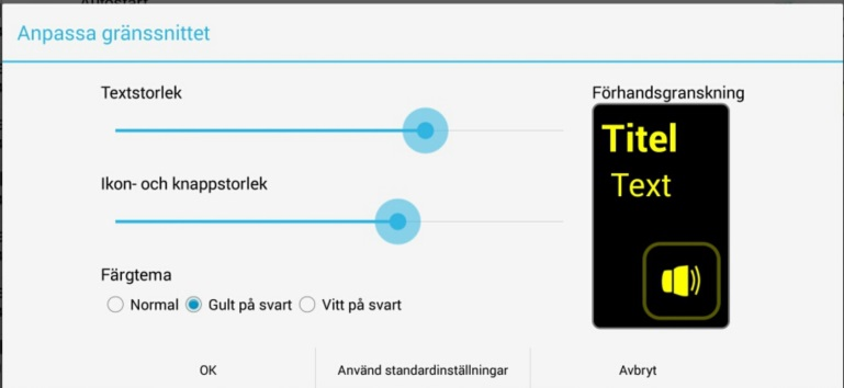 16.1. INSTÄLLNINGAR I VERKTYG Här listas de inställningar som finns. Vissa av valen är tillvalstjänster. Kontakta i så fall Omnitor. 16.2.