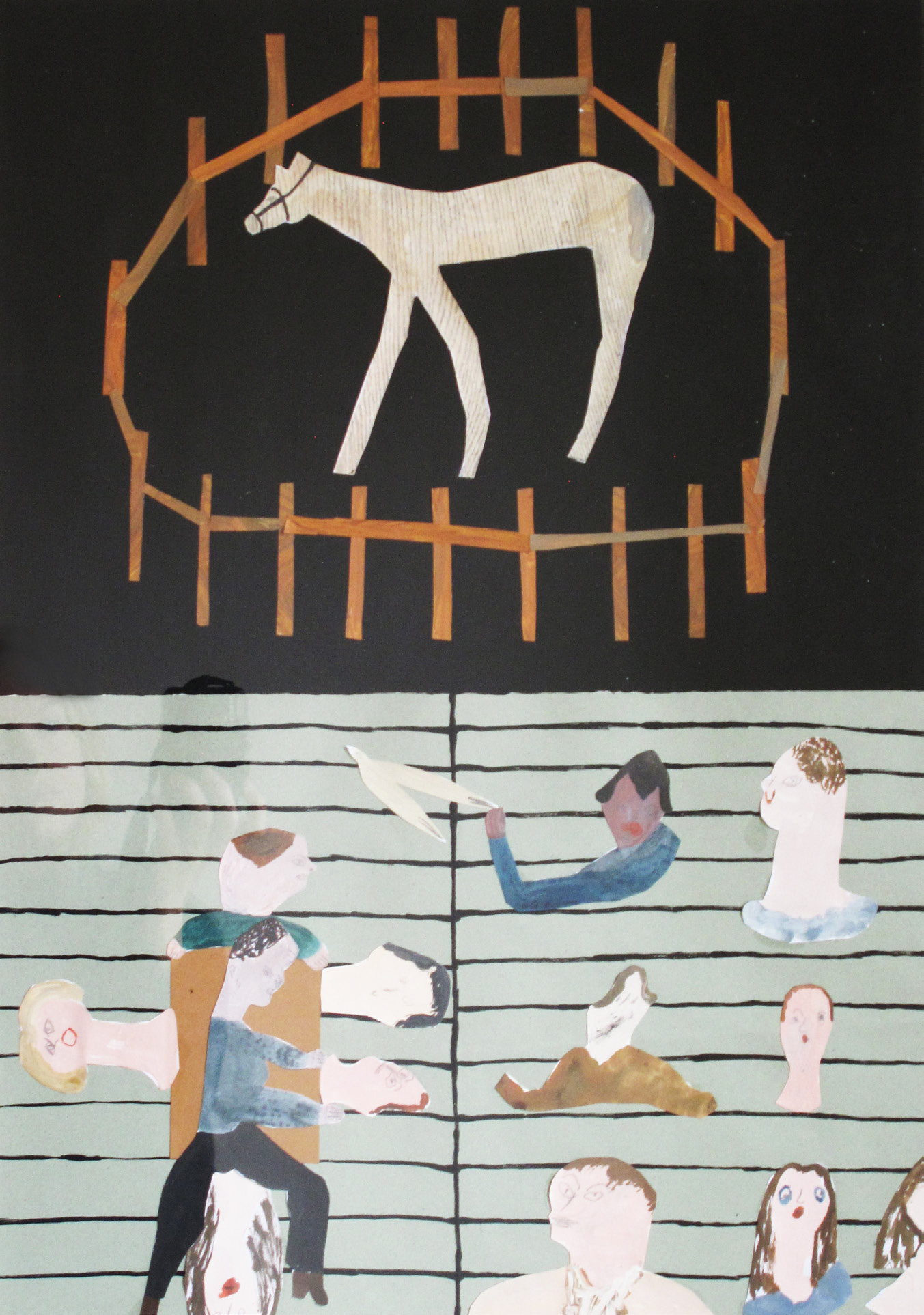 Håll mig, collage akryl, 30 x 40 cm, 2015 Freja