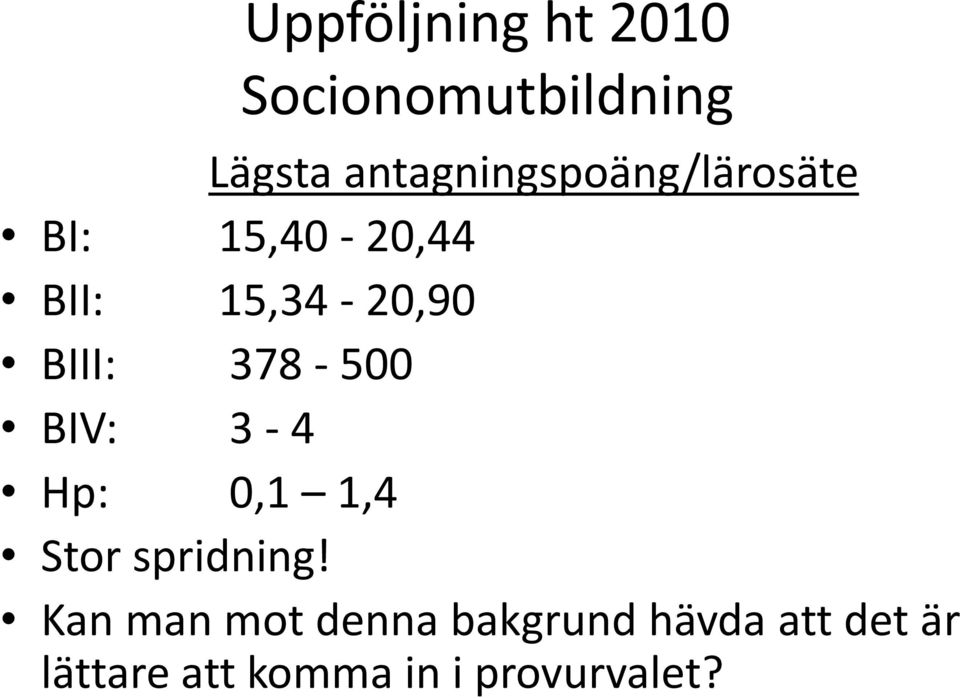 BIII: 378-500 BIV: 3-4 Hp: 0,1 1,4 Stor spridning!