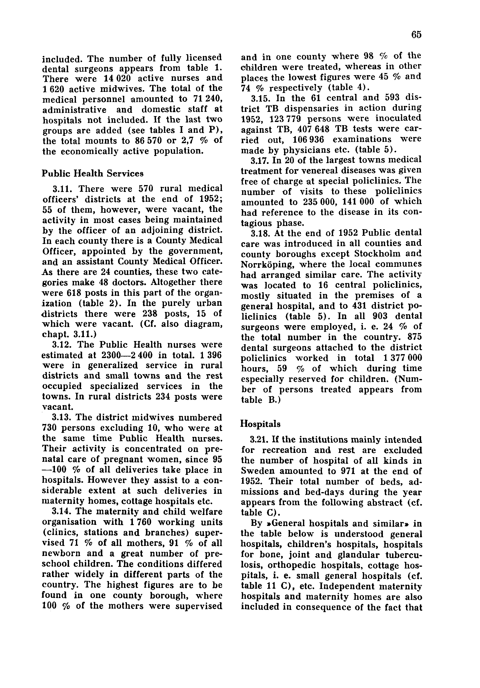 65 included. The number of fully licensed dental surgeons appears from table 1. There were 14 020 active nurses and 1620 active midwives.