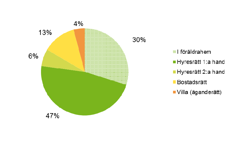 18 Ungdomars boende Lägesrapport 2011 Ungdomar, 13 19 år, boende i föräldrahemmet efter boendeform och bakgrund, 2009.