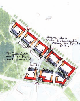 Koncept Strukturen för Kista Äng bygger på ett koncept med tre vägledande delar; Kilen, Stadsbilden och Gatustrukturen.