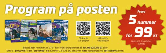 Anlys v omgången: ohn Untersteiner är i br form på hemmpln oh kn knske inled omgången med seger bkom Gmbino Degto? Lyk till. Avd. : Ett sprinterlopp för högst klssen inleder omgången.