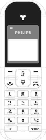 SV Din SE635 Beskrivning av handenheten LCD-Skärm Högtalare Navigationsknapp Upp/Ner Lysdiod Vänster Mjuktangent Höger Mjuktangent