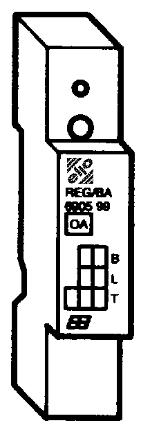 Busskopplare DIN Ar.-nr. E 17 580 12 2. Monering Busskopplaren DIN snäpps fas på en DIN-skena EN50022-35x7,5 med inklisrad daaskena. Applikaionsmodulerna, DIN-S, moneras på busskopplarens vänsersida.