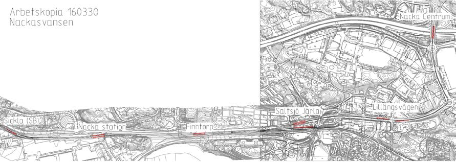 Östlig förbindelse 32(44) Figur 4.5 Spårväg från Sickla station till Nacka centrum. Sträckan mellan Sickla station och Saltsjö-Järla är gemensam med Saltsjöbanan. 8.1.