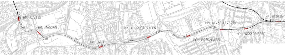 Östlig förbindelse 33(44) Sträckan Globen till Älvsjö möjliggör en sammankoppling av Östlig förbindelse och Tvärbanan med Spårväg syd.