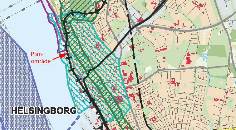 Västkustbanan, som planområdet gränsar mot i väster, är av riksintresse för kommunikation. Vid förändringar och exploatering i dess närhet ska hänsyn tas till järnvägen.