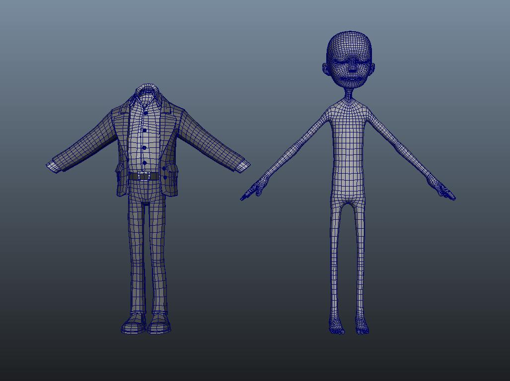 Basemesh, anpassad för Faktura Franks proportioner. Figuren till höger togs in i Topogun och anpassades till det ansikte som skulpterats i Zbrush.