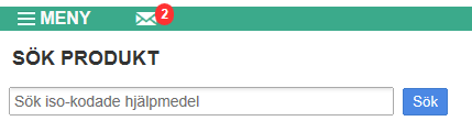 När du klickat på ISO-klassificerade hjälpmedel (ISO 9999) kommer du till nedanstående vy: Du ser en träfflista direkt när du klickat på ISO-klassificerade hjälpmedel (ISO 9999).