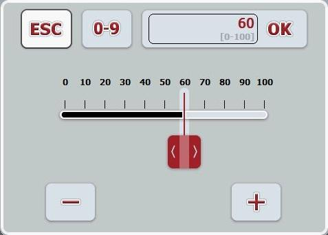 6.2.2 Mata in numeriska värden Om man väljer en parameter på en manöverskärmbild som har ett numeriskt värde visas