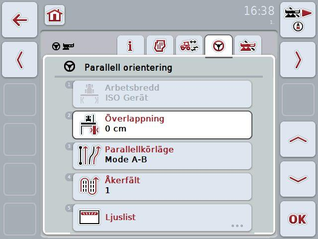 4.3.4 Parallell orientering På den här fliken görs de nödvändiga inställningarna för Parallell orientering.