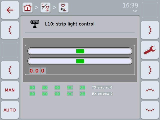 Pos: 12 /CC-Isobus/**** Seitenumbruch **** @ 8\mod_1274446340522_0.doc @ 121469 @ Åtgärda problem 5.5 Diagnos 5.5.1 Kontrollera extern ljuslist Gör så här för att kontrollera den externa ljuslisten: 1.