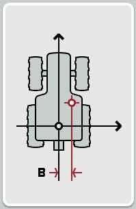 Avstånd B Avstånd B beskriver avståndet mellan traktorns referenspunkt och GPS-antennen tvärs mot färdriktningen För mätningen är det till hjälp att markera bakaxelns mittpunkt och